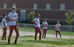 Players prepare for pre-game.