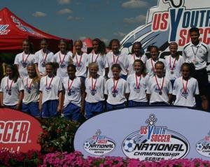 girls youth club soccer players