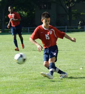 elite boys youth club soccer players at a soccer camp