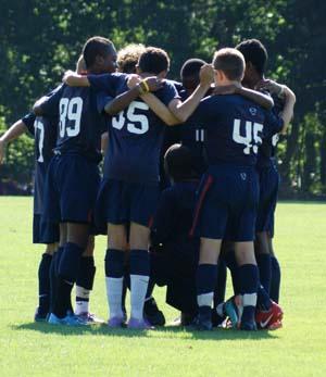 elite boys youth club soccer players at a soccer camp
