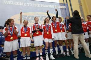 elite girls club soccer players at a club soccer tournament