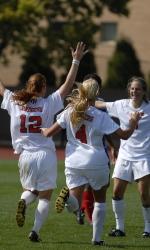 wisconsin women's college soccer players celebrate
