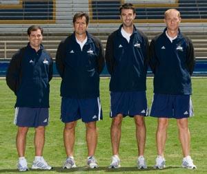 UCSB college soccer coaching staff.