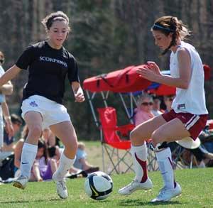 elite girls club soccer player at a club soccer tournament