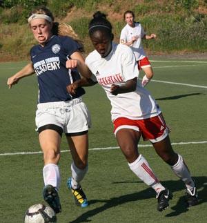 elite girls youth club soccer players in a girls youth club soccer tournament