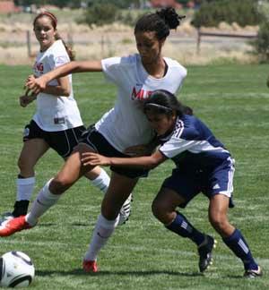 elite girls youth club soccer players at a youth club soccer tournament