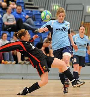 elite girls club soccer players play futsal