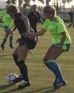 elite girls club soccer players at a club soccer camp