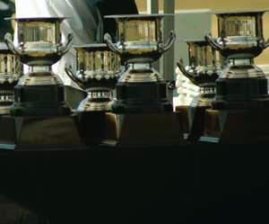 Boys and Girls club soccer tournament trophies.