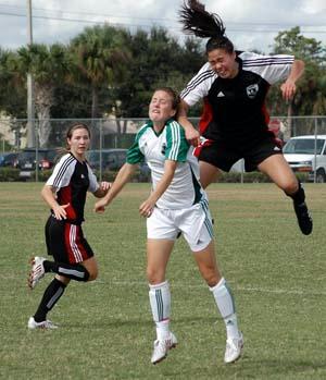 elite girls club soccer players compete.