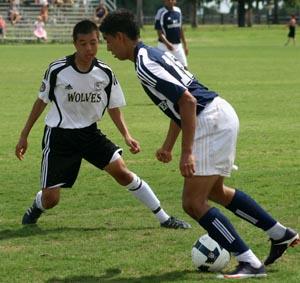 Elite boys club soccer players compete in a club soccer tournament.
